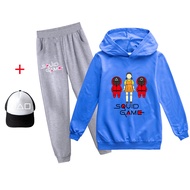 Squid Game Girls Boys Hoodie and Pants Set Long Sleeve Hooded Children's Cute Cartoon Sweater Hoodie+trousers 2-piece Set PH1332A