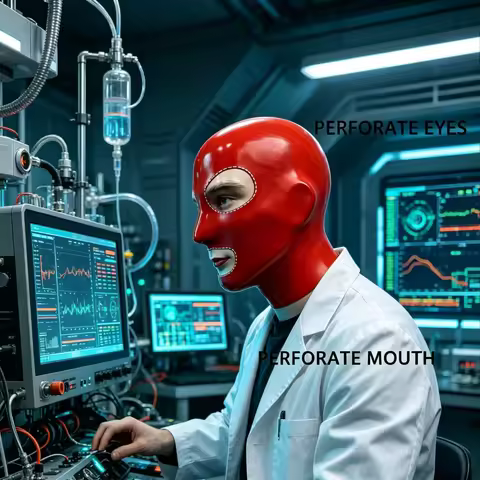 Fashion Latex Hood Open Mouth Eye Neck Rubber Mask Handmade Gloves
