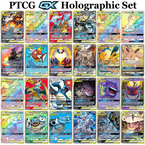 Holographic Set PKM GX Cards Magikarp-Wailord Eevee-Snorlax Blastoise-Piplup TCG Trading Game Cards 