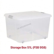 ICONIC STORAGE BOX WITH WHEELS/ TRANSPARENT PLASTIC STORAGE BOX FELTON 51L FSB 958