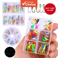 Glow Ice Jig Set 25/30/40pcs - 0.6-2g Winter Ice Fishing Lures for Crappie & Panfish