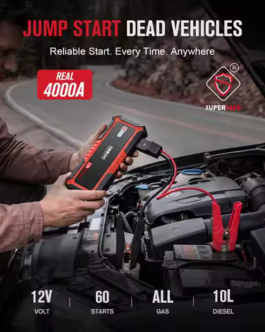 GOOLOO GP4000 Jump Starter 4000A 12V Car Battery Jumper Starter Portable Car Battery Starter Booster