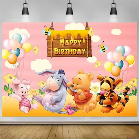 Disney Winnie the Pooh Backdrops Children Birthday Party Decorations Photography Background Baby Sho