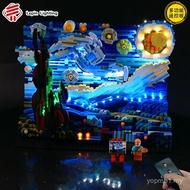 Pencahayaan Blok Bangunan DIY Serasi dengan LEGO DK3001 Van Gogh Malam Berbintang Lukisan Blok Bangu