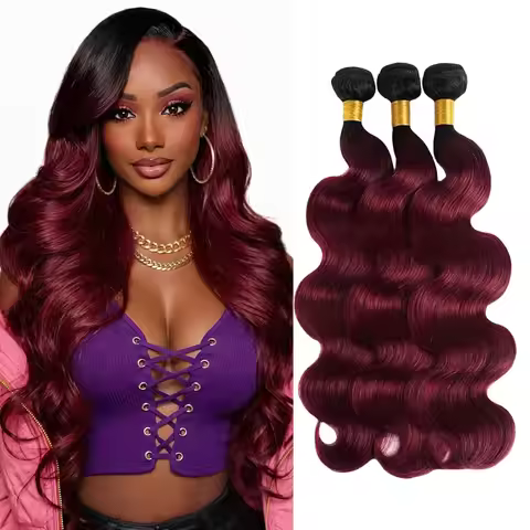 1B/99J Body Wave Human Hair Bundles 10A Body Wave 1B/99J Burgundy Colored 100% Human Hair 1 Bundles 