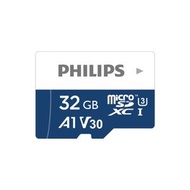飛利浦 - 32GB 高速U3 Micro SD card 100MB/s A1 V30 Micro SDXC適用於相機攝影文件存儲TF卡記憶卡手機內存卡行車記錄儀無人機運動相機監控鏡頭 - 平行進口