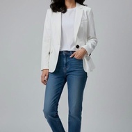 BURBERRY 倫敦 單扣直條紋西裝外套 白色