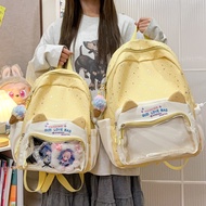 Kawaii Cat Ita Backpack Transparent Badge Ita Backpack High-Aesthetic Large Capacity Student School 