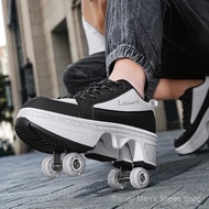 4 Wheel Dual-Use Roller Skates Retractable Wheels Racing Roller Shoes Children's Shoes with Wheels S