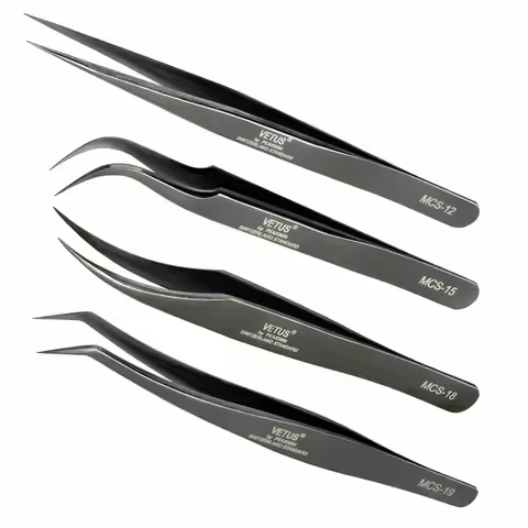 1pcs Vetus MCS Series Tungsten Colors Premium Beauty Makeup Eyelash Tweezers for Lashes Extension Fa