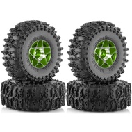 P.K.YO-4pcs 63mm 1.0 Inch Metal Beadlock Wheel Tire Set for 1/18 1/24 RC Crawler Car TRX4M SCX24 AX2