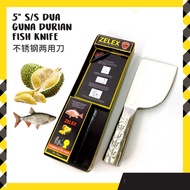 Zelex 5”6mm Durian & Fish Knife Pisau Durian Stainless Steel Pisau Durian Besi