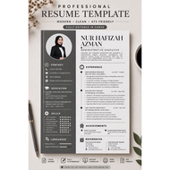Template Resume ATS Grey Black | CV Profesional Korporat | Mudah Edit Canva | Muat Turun Digital