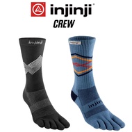 Injinji Crew Socks COOLMAX |Trail Midweight Lake & Run Lightweight Black|Anti-Blister Toe Socks