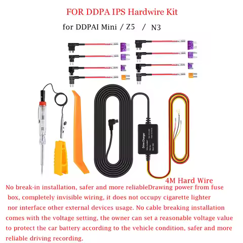 for DDPAI 12/24V Micro USB Car Charger 4M Hard Wire Hardwire Kit for DDPAI Mini / DDPAI Z5 / DDPAI N