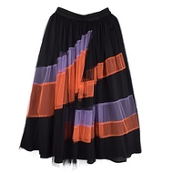 XITAO Skirt  Irregular Contrast Color Mesh Patchwork Skirt