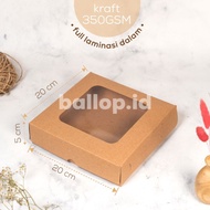 Kraft 20 20 5cm Laminate Window Packaging Box Snack Box Brownies Bread Cake Cake