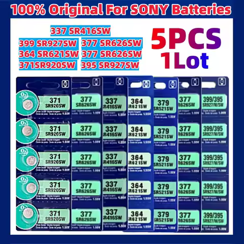 NEW 5pcs For Sony 337 SR416SW Silver Watch Battery 364 SR621SW 371 SR920SW 377 SR626SW 379 SR521SW 3