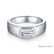 Emerald Bezel Setting Real Moissanite Diamond Luxury Wedding Ring for Men 5*7mm 1ct 100% S925 Silver
