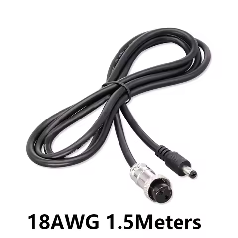 GX12-2 To 5.5 2.1mm DC Power Cable 18AWG 1.5M Power Extenion Cord Aviation Cordset Panel Mount Circu