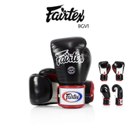 นวมชกมวย หนังแท้ FAIRTEX Boxing Gloves BGV1 Black White Red Genuine Leather Training and Sparring gloves Thai Boxing Sport มวยไทย