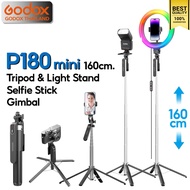 Clearance Sale-Model P180 mini 160cm. Light Stand Tripod Selfie Stick With Remote Stretchable Mobile