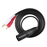 [2TPO] 1.5m/ 5ft Stereo Audio Splitter Patch Y Cable Cord 1 XLR Male to 2 RCA Male Plug