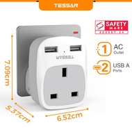 TESSAN Plug Socket Adapter with USB,Mini Power Extension Plug Adaptor,3C Device Mobile Phone Charger