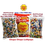 {Self-Packing} [HALAL] Chupa Chups Lollipop Assorted Flavours (9.5gx150s-160s) / Aneka Rasa Cola&Str