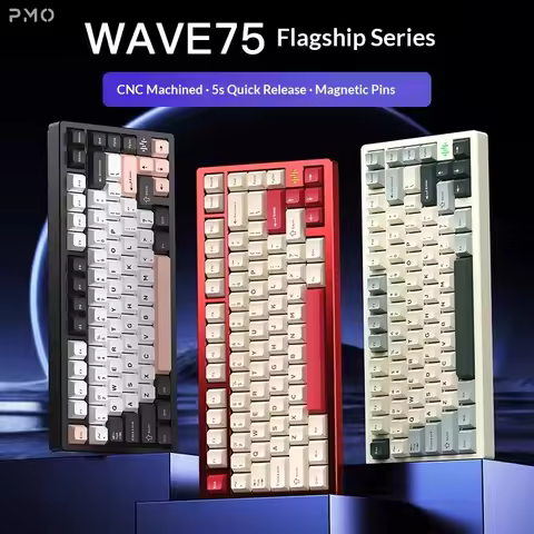 Pmo Wave75 Aluminum Mechanical Keyboard Wireless Bluetooth Detachable Customizable Gaming Office Key