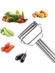 1入不鏽鋼蔬菜刨皮器，雙面刀片蔬菜切丁機和水果切片機，多功能雙刀片馬鈴薯削皮器