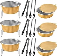 Tioncy 33 Pcs Large Disposable Chafing Dish Buffet Set Food Warmers Catering Supplies for Parties Including Chafing Wire Rack Stand Kit, Aluminum Water Pans, Food Pans, Serving Utensils