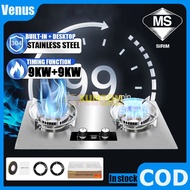 9KW Double Burner Stainless Steel Gas Stove Desktop Embedded Liquefied Gas Stove kitchen Windproof s