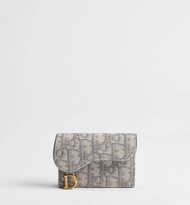 Dior Saddle馬鞍翻蓋卡片套 灰色 Dior Oblique 提花