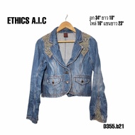 Jeans Jacket Vintage Lace ETHICS A.I.C Brand Stamped Buttons D355.b21