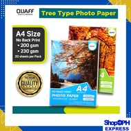 [1 PACK] QUAFF No Back Print Glossy Photo Paper A4 200/230gsm (20 Sheets/Pack) | SPX