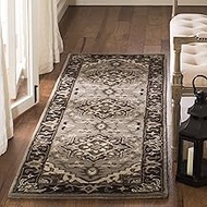 Safavieh Royalty Collection ROY700G Handmade Wool Runner, 2' 3" x 7', Silver/Charcoal