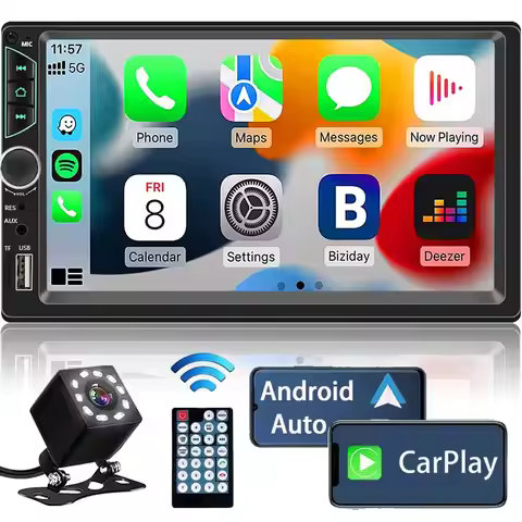 7inch Car Stereo Double Din Radio Touchscreen with Backup Camera Multimedia Car Audio Support Mirror