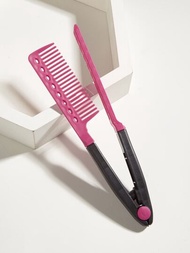 1入組理髮V形直發造型梳,碳纖維拉直刷適用於家庭使用,保護你頭髮