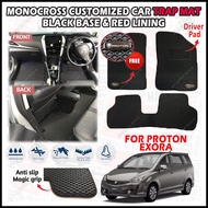 PROTON EXORA 🔥 MONOCROSS CarMat TRAPMAT Customize Car Floor Mat Black With Red Lining Free Logo Pela