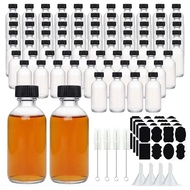 2Oz Small Clear Glass Bottles With Lids Glass Containers Round Sample Bottles For Juice Oils Ginger