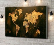 Canvas Wall Art World Map Wall Art World Map Push Pin World Map Poster Artwork Wall Art for Living R