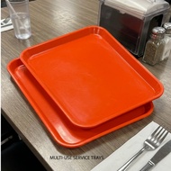 AS 3828 Orange Red Plastic Serving Tray 38 × 28 × 3cm Food Serving Tray Restaurant Cafeteria Tray