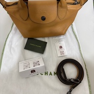 Longchamp 蜜糖色XS手提斜背水餃包