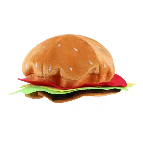 Bright Color Soft Hamburger Headgear Decorative Burger Hat Party Costume Accessory Fast Food Headdre