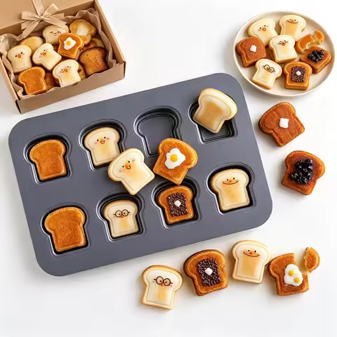 8-Cavity Toast Mold Bread Loaf Pan Jam Sandwich Baby Chocolate Tartine Baking Tray Cake Pan Kitchen 