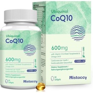 CoQ10 600mg Softgels | High Absorption CoQ10 Ubiquinol  | Reduced Form Enhanced with Vitamin E & Ome