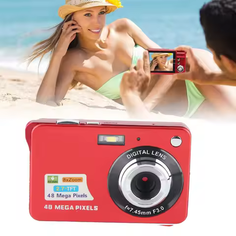 4K 48MP Digital Camera Anti Shake 8X Zoom Digital Camera with 2.7 Inch LCD Displa Screen C3 48 Red 4
