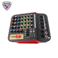 Muslady TM4 ดิจิตอล 4-Channel Audio Mixer คอนโซลผสมในตัว 48V Phantom Power พร้อมฟังก์ชั่น BT ระบบเสี