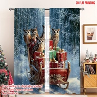 2pcs 2D flat printing Merry Christmas Popular Window Drapes Christmas Owls Sleigh Gifts (2) 100% Pol